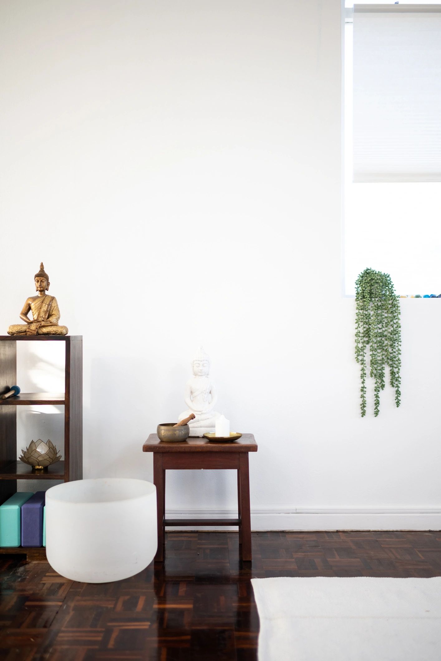 Sculptural objects arranged in an interior studio